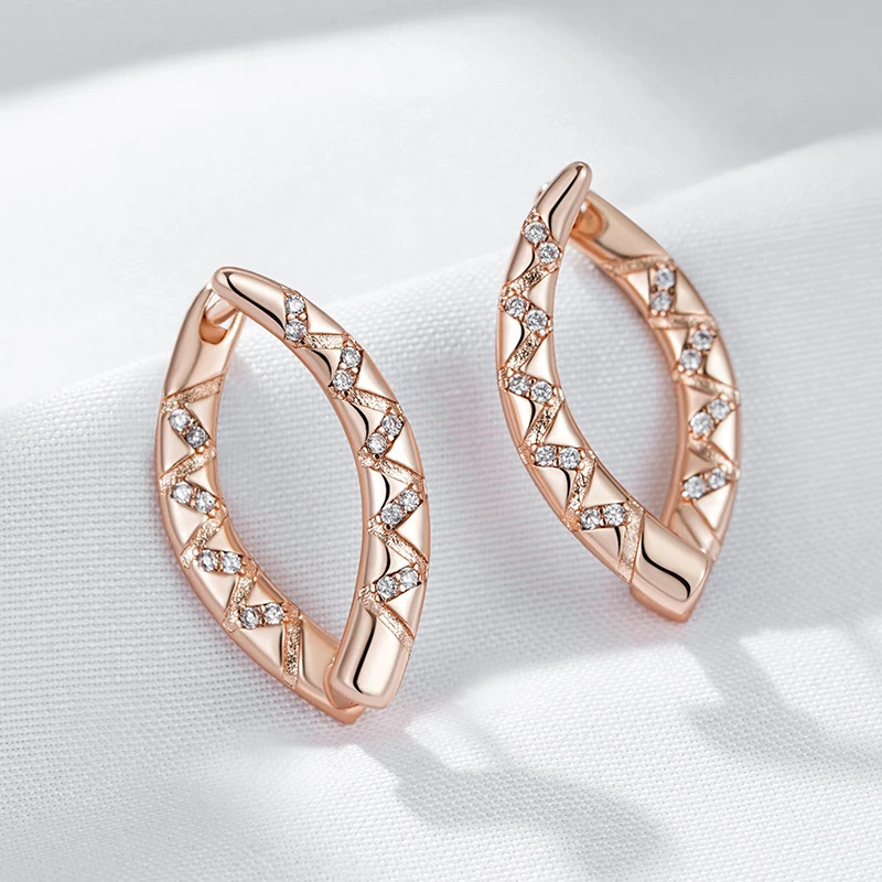Women's Unique Hoop Earrings with Synthetic Zirconia